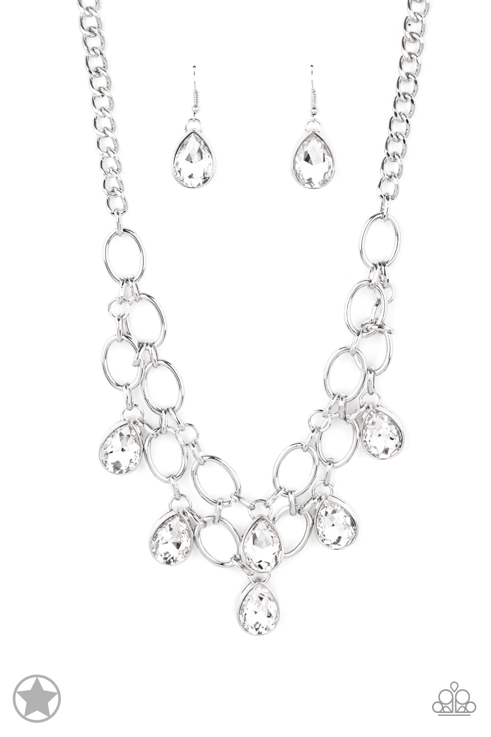 Show-Stopping Shimmer - Blockbuster White Necklace - Paparazzi Accessories #314