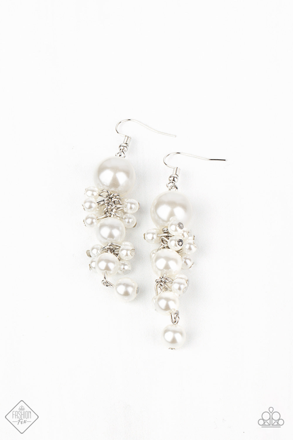 Ageless Applique - White Earring - Paparazzi Accessories #366E