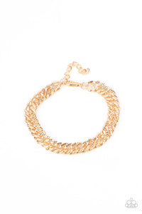 On The Up and UPPERCUT - Gold Men's Bracelet - Paparazzi Accessories #170 (BT)