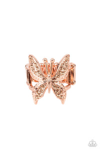 Blinged Out Butterfly - Copper Ring - Paparazzi Accessories #110