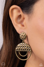 Load image into Gallery viewer, Southern Souvenir - Brass Clip-on Earrings - Paparazzi Accessories
