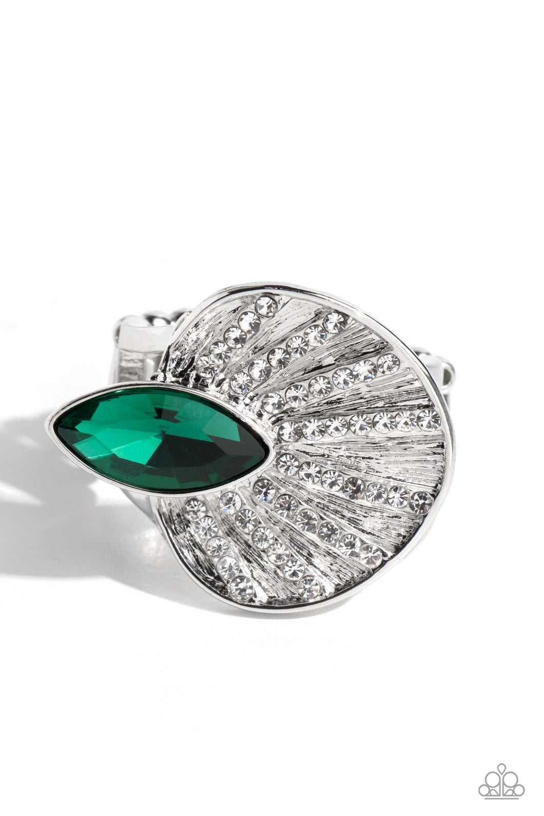 Fan Dance Dazzle - Green Ring - Paparazzi Accessories