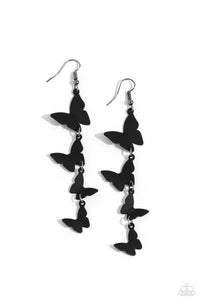 Haphazard Headliner - Black Earrings - Paparazzi Accessories