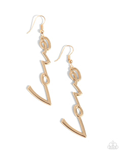 Light-Catching Letters - Gold Earrings - Paparazzi Accessories