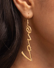 Load image into Gallery viewer, Light-Catching Letters - Gold Earrings - Paparazzi Accessories
